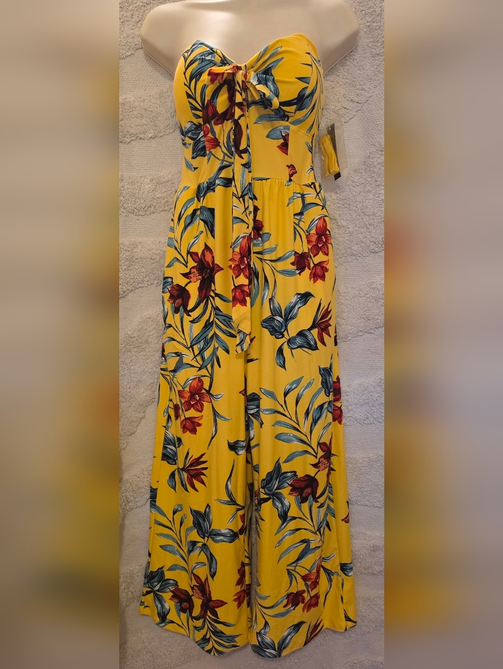 Tropical Yellow Jumpsuit With Red And Blue Accents